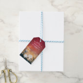 Betoverde rode avondhemel sterren & gebladerte bru cadeaulabel (Met Touw)