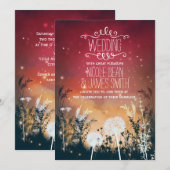 Betoverde Rode Nacht Sky Stars & Foliage Wedding Kaart (Voorkant / Achterkant)