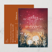 Betoverde rode nachthemel sterren & blad RSVP kaar Uitnodiging Briefkaart (Voorkant / Achterkant)