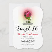 Betoverde Rode Roos Glitterende Sweet 16 Verjaarda Kaart (Voorkant)