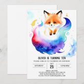 Betoverde rode vos verhalen verjaardag kaart (Voorkant / Achterkant)