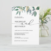 Betoverde Romance Eucalyptus verlaat bruiloft Kaart (Staand voorkant)