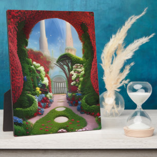 Betoverde Rood Tuin Fantasie Boog Tafel Kunst Fotoplaat