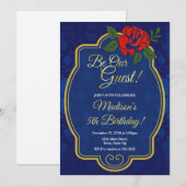 Betoverde Roos Sprookje Verjaardagsuitnodiging Kaart (Voorkant / Achterkant)