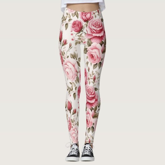 Betoverde Roos Waterverf Leggings (Voorkant)