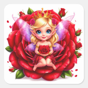 Betoverde Roosfee Voor Fantasie Liefhebbers Vierkante Sticker
