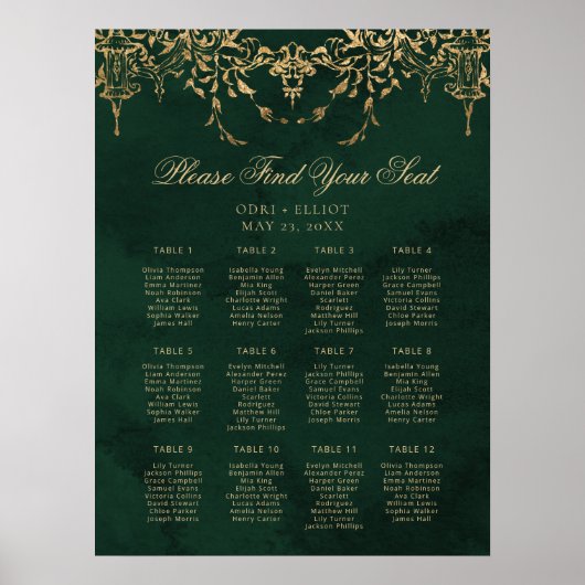 Betoverde Royal Emerald Gold Trouwstoel Poster (Voorkant)