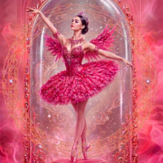 Betoverde Roze Ballerina & Filigree Lijst Decoupag Tissuepapier