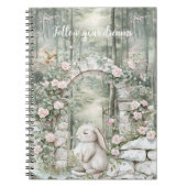 Betoverde roze bloementuin Bunny Dreams Notitieboek (Voorkant)