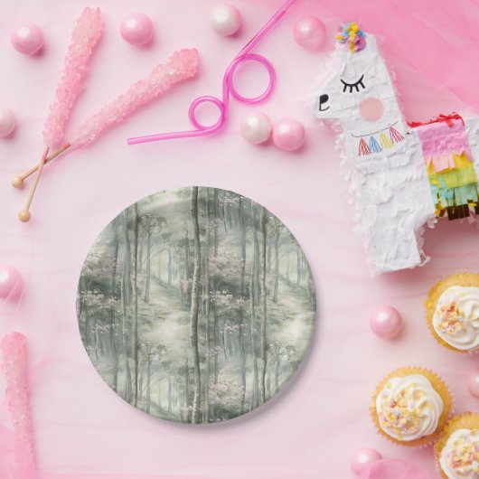 Betoverde roze bloementuin papieren bordje (Feest)