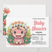 Betoverde Roze Dinosaurus Meisje Baby shower Kaart (Voorkant / Achterkant)