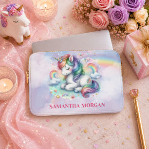Betoverde Roze Eenhoorn Meisje Verjaardag Laptop H Sleeve