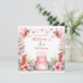 Betoverde Roze Feeëntuin - Verjaardag Kaart (Staand voorkant)