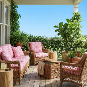 Betoverde Roze Franse Rococo Tuin Bloemige Vintage Stof