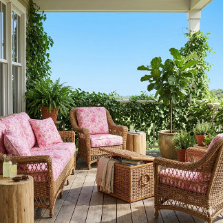 Betoverde Roze Franse Rococo Tuin Bloemige Vintage Stof