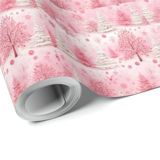 Betoverde Roze Magische Pastel Winter Vibes Kerstm Cadeaupapier (Rol Hoek)