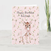 Betoverde Roze Roos Bloemige Zoete Hert Verjaardag Kaart (Voorkant)