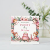 Betoverde Roze Sprookjestuin - Verjaardag Kaart (Staand voorkant)