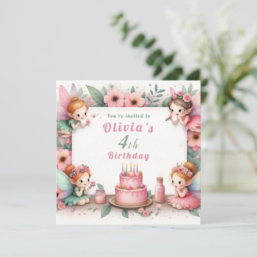 Betoverde Roze Sprookjestuin - Verjaardag Kaart (Staand voorkant)