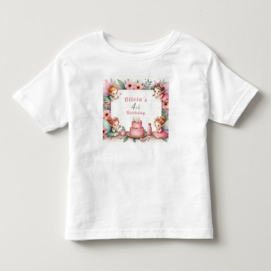 Betoverde Roze Sprookjestuin - Verjaardag Kinder Shirts (Voorkant)