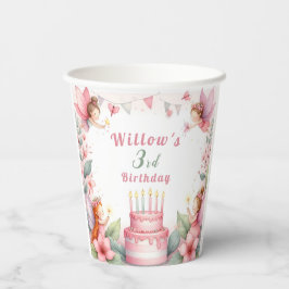Betoverde Roze Sprookjestuin - Verjaardag Papieren Bekers