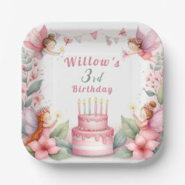 Betoverde Roze Sprookjestuin - Verjaardag Papieren Bordje