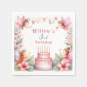 Betoverde Roze Sprookjestuin - Verjaardag Servet (Voorkant)