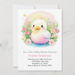 Betoverde Roze Waterverf Duck Meisje Baby shower Kaart