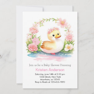 Betoverde roze Wildflower Duck Meisje Baby shower Kaart