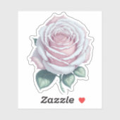 Betoverde roze witte roos sticker (Vel)
