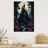 Betoverde Rozen Castle Fantasy Poster (Keuken)