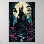 Betoverde Rozen Castle Fantasy Poster (Voorkant)