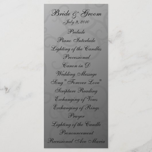 Betoverde Rozen Trouwprogramma Kaart (Achterkant)