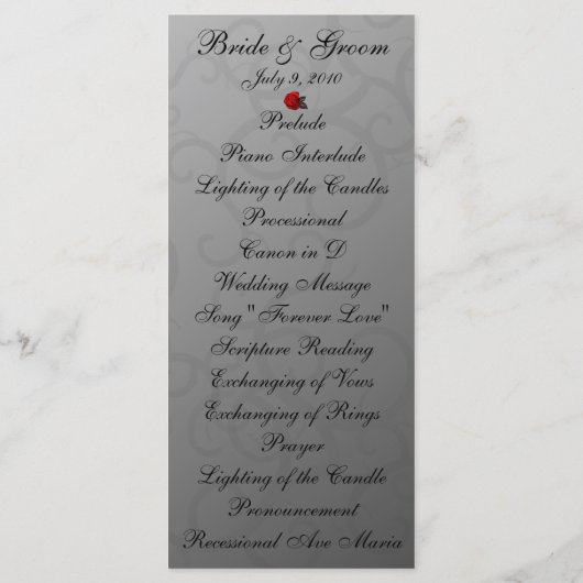 Betoverde Rozen Trouwprogramma Kaart (Achterkant)