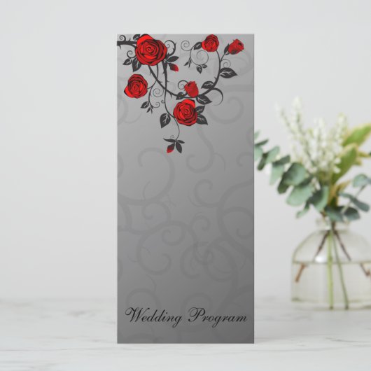 Betoverde Rozen Trouwprogramma Kaart (Staand voorkant)