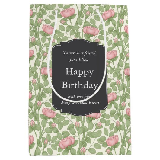 Betoverde Rozentuin Ivoorkleurig Op Maat Medium Cadeauzakje (Voorkant)