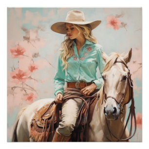 Betoverde Ruitersport: Cowgirl Wall Art Perfect Poster