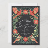 Betoverde Rustieke Kardinalen Kerst Kaart (Voorkant)