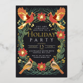 Betoverde Rustieke Kerst Kardinalen Vakantie Party Folie Uitnodiging (Voorkant)