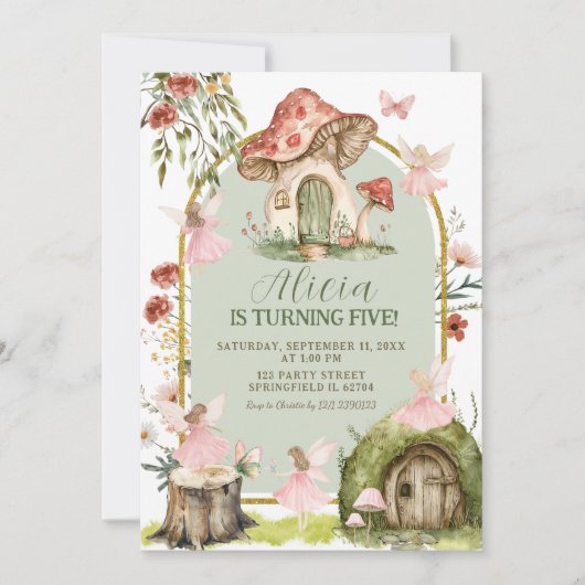 Betoverde Sage Green Forest Fairy Verjaardag Kaart (Voorkant)