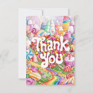 Betoverde Schattigee Candyland bedankkaart