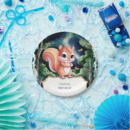 Betoverde Schattigee Eekhoorn Verjaardag Papieren Bordje