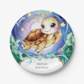Betoverde Schattigee Kinderen Turtle Verjaardag Papieren Bordje (Voorkant)