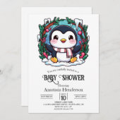 Betoverde Schattigee pinguïn Baby shower Kaart (Voorkant / Achterkant)