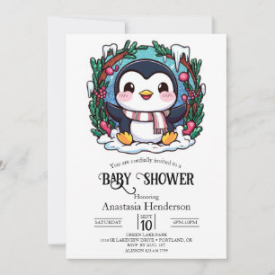 Betoverde Schattigee pinguïn Baby shower Kaart