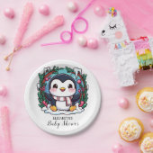 Betoverde Schattigee pinguïn Baby shower Papieren Bordje (Feest)