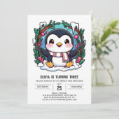 Betoverde Schattigee pinguïn digitale verjaardag Kaart (Staand voorkant)