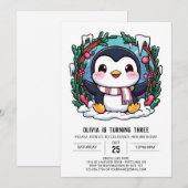 Betoverde Schattigee pinguïn digitale verjaardag Kaart (Voorkant / Achterkant)