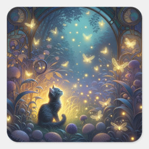 Betoverde schemering Art Nouveau Kitten Vierkante Sticker