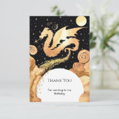 Betoverde Simpele Draak Verjaardag Bedankkaart (Staand voorkant)